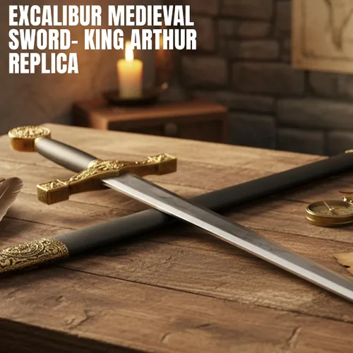Vista 5 de SZCO Supplies Espada Excalibur de oro, negro
