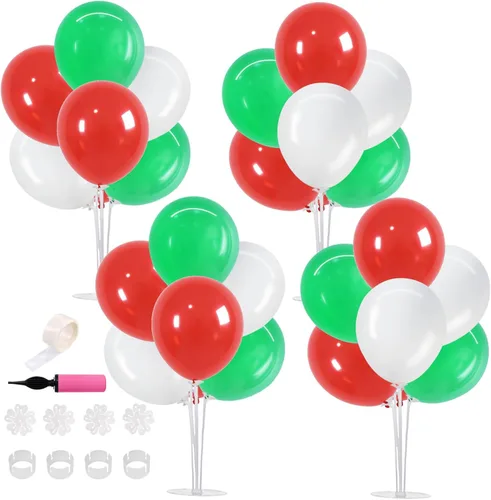 Vista 23 de TONIFUL Juego de 4 centros de mesa de globos de color negro, azul y Negro Azul Plata
