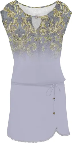 Vista 2 de Vestidos de verano para mujer 2023 Vestido de playa de moda con estampado floral con elegante ribete de ganchillo de encaje