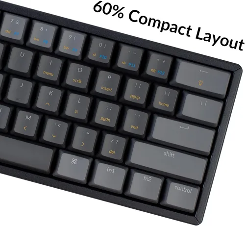 Vista 4 de Keychron Teclado mecánico inalámbrico K12 con 60% de diseño Bluetooth/USB con interruptor marrón Gateron G Pro/Retroiluminación RGB/Rollover