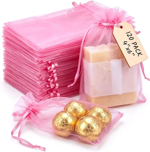 Vista 11 de VGOODALL 120 bolsas de regalo de organza negra, bolsas de regalo de malla de caramelo, bolsas de joyería para Navidad, suministros de fiesta de boda