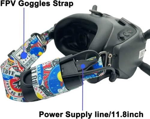 Vista 2 de JCHPINE - Correa de cabeza y cable de alimentación para DJI FPV Goggles V2 Combo