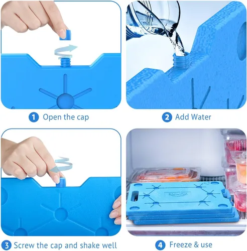 Vista 5 de OUTXE Bolsas de hielo para enfriadores – Grandes, 10 x 13 pulgadas, ahorro de espacio, reutilizables, de larga duración, paquetes de congelador frío