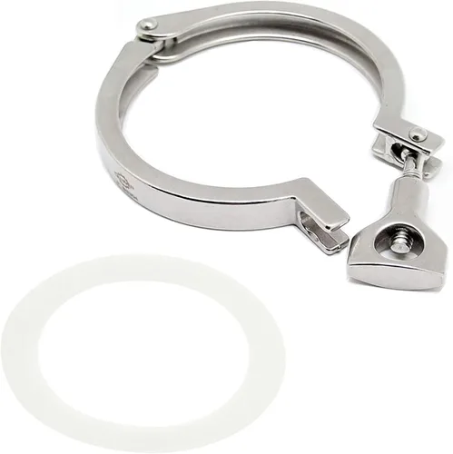 Vista 14 de Acero inoxidable 304 Single Pin Heavy Duty Tri Clamp con tuerca de ala para virola TC 1.5 "con 1 unid junta de silicona