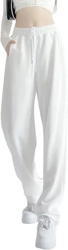 Vista 4 de Pantalones deportivos de pierna ancha para mujer, pantalones de yoga casuales de cintura alta, pantalones de descanso con bolsillos