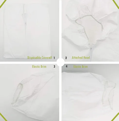 Vista 5 de SYINE Traje protector desechable con capucha, overol de pintor, material SF para trabajos de limpieza de pintura en aerosol, paquete de 3