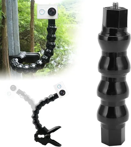 Vista 7 de YYOYY Soporte para manguera de cámara, soporte de mandíbulas monopod, soporte de brazo flexible de 4 secciones, montaje de orificios de tornillo