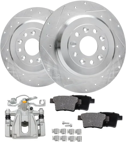 Vista 188 de Detroit Axle - Rotores de freno para Ford 2013-2019 Explorer Taurus Flex Lincoln MKT MKS, rotores de freno de disco ranurados perforados de repuesto