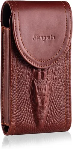 Vista 9 de Funda de cuero genuino para cinturón de teléfono con clip para cinturón, funda para teléfono celular para teléfonos inteligentes grandes de 6.5