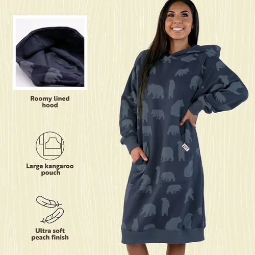 Vista 113 de Lazy One Sudadera con capucha de gran tamaño, ropa de dormir cómoda, vestido de suéter para mujer