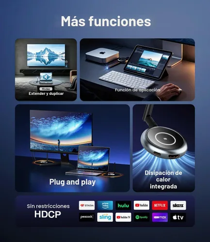 Vista 6 de AIMIBO Extensor HDMI inalámbrico con múltiples receptores 1X4, transmisor y receptor inalámbrico HDMI 5G, transmisión de video y audio de 1080P a
