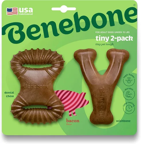 Vista 18 de Benebone - Paquete de 2 juguetes masticables duraderos para perros, diseño Maplestick/Zaggler, tocino real, madera de arce real, fabricados