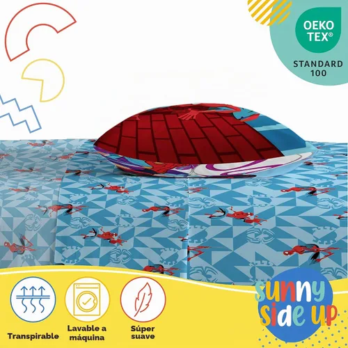Vista 3 de Juego de sábanas para niños Sunny Side Up incluye sábanas y funda de almohada - 100% ropa de cama de microfibra y decoración para la habitación Azul
