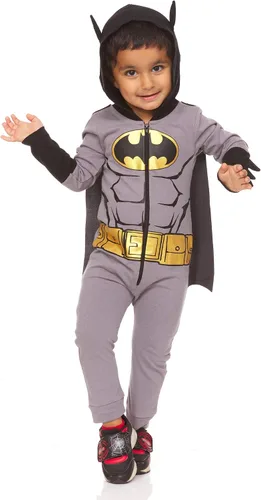 Vista 2 de DC Comics Toddler Boys Superhero Costume - Zip Up Jumpsuit with Cape