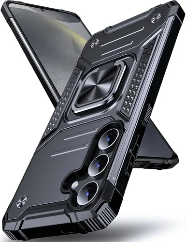 Vista 126 de DASFOND Diseñada para funda Galaxy S8 con soporte, anillo metálico giratorio mejorado de 360°, soporte kickstand de grado militar, resistente a