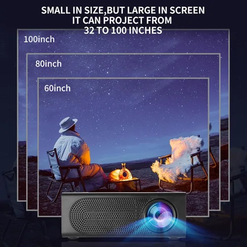Vista 3 de Mini proyector, proyector portátil HD de 1080P, proyector de video y película for HD MI/USB/AV/Memory Card/5V-2A, Apartment Must Haves, Tech
