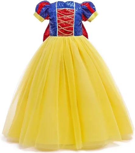Vista 21 de HIHCBF Disfraz de princesa blanca como la nieve para niñas, cumpleaños, Navidad, Halloween, carnaval (con accesorios)