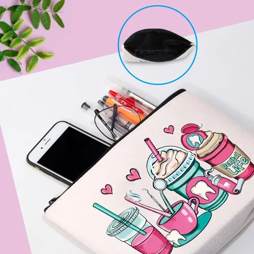 Vista 6 de GJTIM Bolsa de cosméticos para enfermeras e higienistas - Regalo de asistente dental con bolsa con cremallera