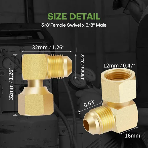 Vista 2 de Litorange 2 piezas de accesorios de acoplamiento de conector de codo de 90° de gas propano para calentadores olímpicos de baja presión de repuesto 2