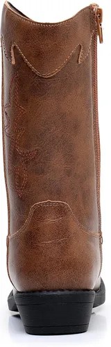 Vista 4 de Felabo Botas vaqueras para niños y niñas, con punta cuadrada occidental, botas vaqueras con tacón para caminar (bebéniño pequeñoniño grande)