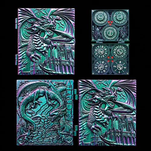 Vista 8 de Juego de dados giratorios de metal 7 en 1 para Dungeons & Dragons – Dados giratorios de bolsillo con tapa D4 D6 D8 D10 D12 D20 D% – Accesorio