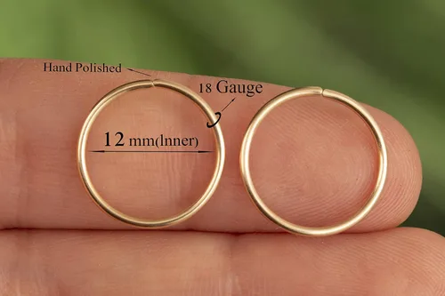 Vista 96 de Aretes de aro de oro de plata – Aretes de aro para mujer, dos piezas de aros de plata fina rellenos de oro, aro de hélice, anillo de tragus, aro