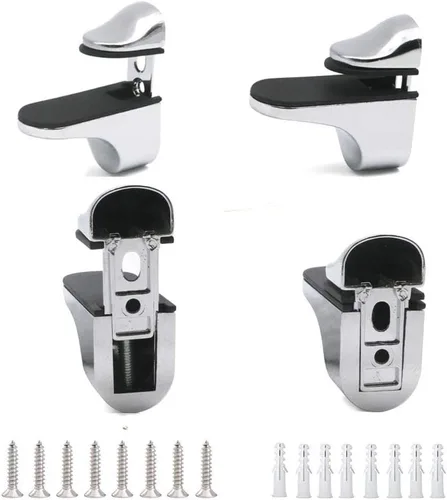 Vista 11 de Soporte de pared ajustable para estante de madera/vidrio, negro, paquete de 2