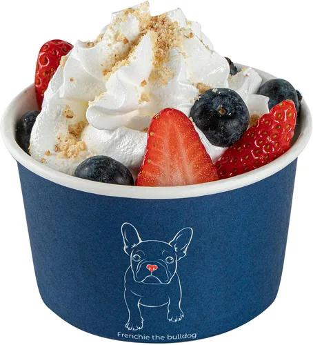 Vista 40 de Restaurantware Coppetta - Vasos de postre de 3 onzas, 50 tazas desechables para helado, tapas se venden por separado, cuencos de papel a cuadros