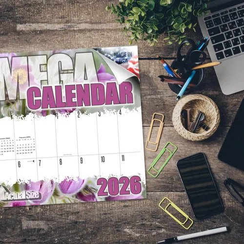 Vista 103 de Calendario de grises africanos 2025 2026 – Planificador mensual de pared de aves africanas – 12 x 18 pulgadas (abierto), calendario de pared