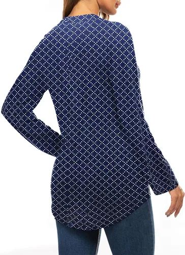 Vista 3 de Halife - Blusa para mujer, estilo túnica, manga 34 enrollable, cuello en V y estampado floral