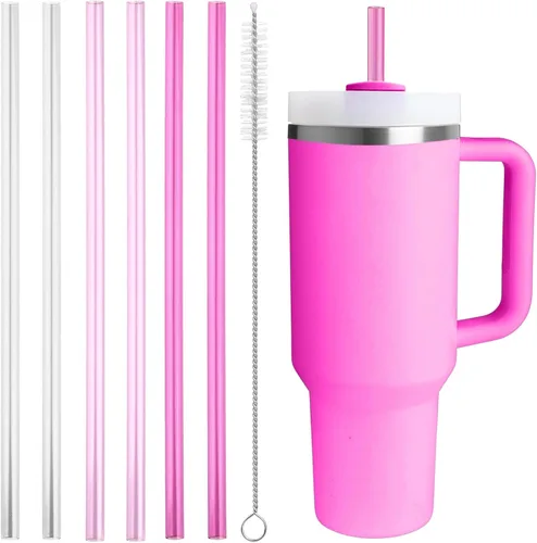 Vista 13 de Popote de repuesto compatible con Stanley Quencher de 40 onzas, vaso de 30 onzas, popotes reutilizables extra largos de 12 pulgadas para vasos de 40
