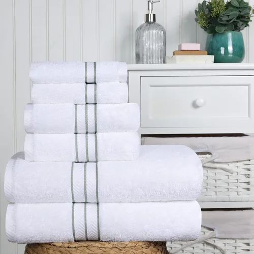 Vista 3 de SIMPLI-MAGIC 79509 - Juego de 8 piezas, 2 toallas de baño, manos, 4 paños de lavado, 100% algodón hilado en anillo altamente absorbentes, para baño