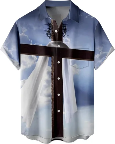 Vista 17 de Camisas tropicales con botones para hombre, camisas hawaianas de manga corta, casuales para vacaciones, camisas de playa holgadas Beige-playa escena