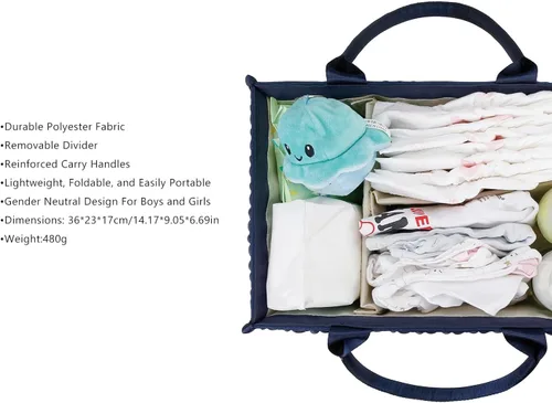 Vista 3 de Fahion Mahua - Organizador de pañales para bebé, resistente al agua, cesta de almacenamiento para pañales y toallitas de bebé, organizador