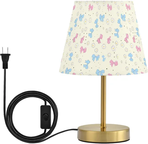 Vista 8 de Pastel Pink Blue Table Lamp for Bedroom, 3-Color Dimmable Light Desk lamp with Fabric Shade, Antique Bronze Base, Bedside Lamp for Nightstand, Office