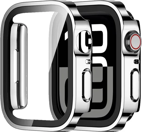 Vista 12 de Amizee Paquete de 2 fundas compatibles con Apple Watch de 1.575 pulgadas Series 6/5/4/SE con protector de pantalla integrado, carcasa rígida
