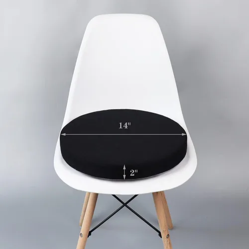 Vista 2 de Cojín redondo suave para dormitorio, oficina, cocina, comedor, cojín antideslizante para silla y cojín de asiento de 14 pulgadas, negro (YZ210918)
