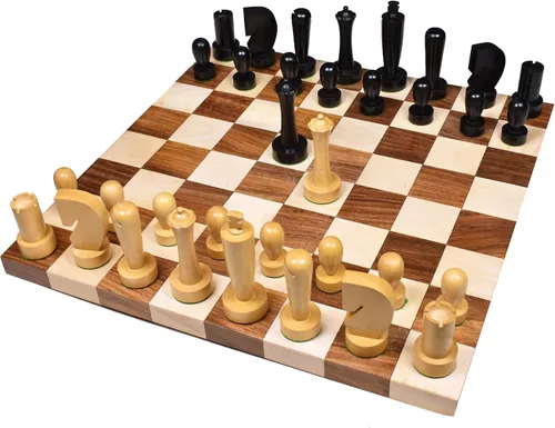 Vista 5 de RoyalChessMall-Berliner - Juego de piezas de ajedrez minimalista moderno de 3.9 pulgadas, boj ebonizado ponderado