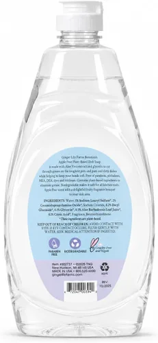 Vista 2 de Ginger Lily Farms Botanicals Jabón líquido para platos a base de plantas, fórmula concentrada con máximo poder de limpieza de grasa, libre