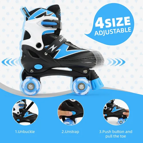 Vista 5 de SUPER YOUNGSTER Patines ajustables para niños, patines para niños de 5 a 8 años, patines para niñas de 8 a 12 años con ruedas iluminadas, patines