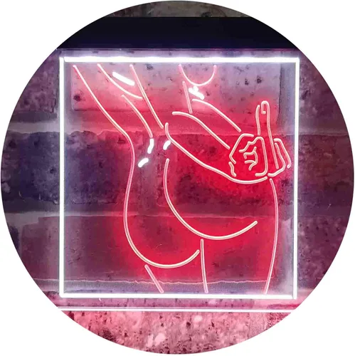 Vista 14 de ADVPRO Bad Bitch Middle Finger FXXK Girl Room - Letrero de neón LED de doble color, azul y rojo, 12 x 8 pulgadas st6s32-i3799-br