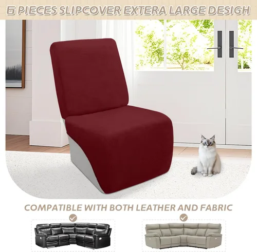Vista 583 de Arfntevss Fundas de sofá seccional reclinable de terciopelo, Funda de sofá seccional de esquina para sofá reclinable, Funda elástica suave