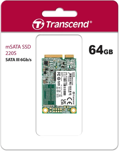 Vista 2 de Transcend MSA220S mSATA III SSD de 64 GB, caché SLC Unidad interna de estado sólido, corrección de errores LDPC ECC, compatible con computadora