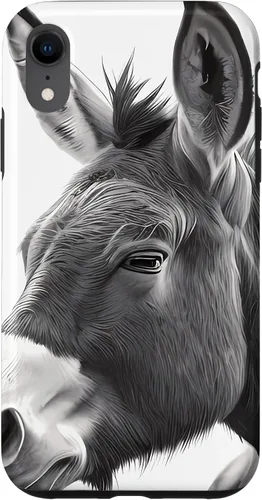 Vista 8 de Funda de retrato blanco y negro burro para iPhone 14