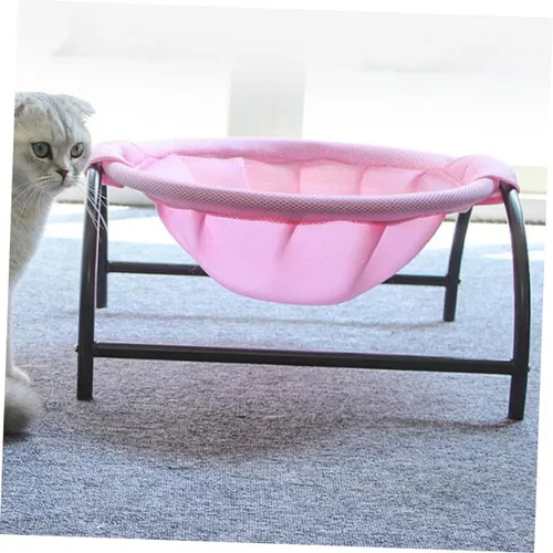 Vista 5 de Mikikit Hamaca transpirable para gatos, marco de hierro extraíble para gatos y perros pequeños, fácil de limpiar y mantener