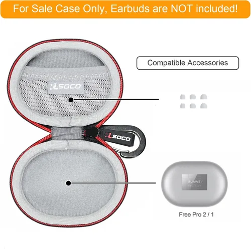 Vista 2 de RLSOCO Funda de transporte para auriculares inalámbricos Huawei FreeBuds Pro 5/Pro 4/Pro 3/Pro 2+/Pro 2/Pro - Negro (solo funda)
