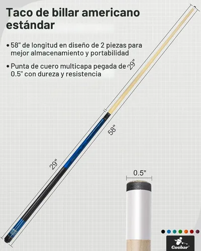 Vista 7 de Juego de 4 palos de billar de 18, 19, 20, 21 onzas en 4, 2 piezas de barra de billar con agarre 3D, palos de mesa de billar de 58 pulgadas