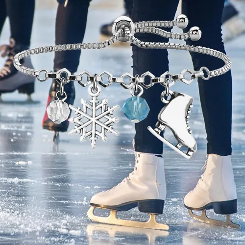 Vista 7 de UJIMS Pulsera con dije de hielo, regalo para amantes del anime, regalo de patinaje artístico para mejores amigos, amantes del patinaje, regalos