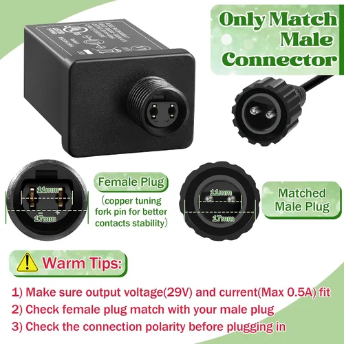 Vista 3 de Feekoon Fuente de alimentación LED Clase 2 transformador de 29 V 13 W, adaptador de enchufe impermeable IP44 de EE. UU., controlador LED de uso