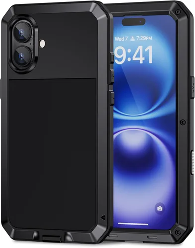 Vista 15 de Lanhiem Funda para iPhone 7 Plus/8 Plus, resistente a los golpes, [Tough Armour], funda de metal con protector de pantalla integrado, funda Negro